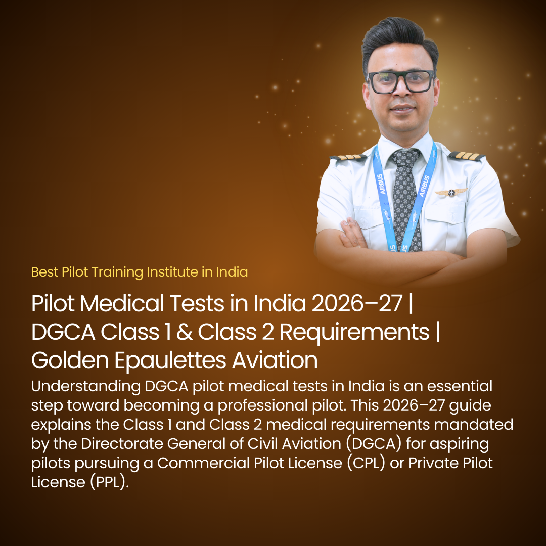 Pilot Medical Tests in India 2026–27 | DGCA Class 1 & Class 2 Requirements | Golden Epaulettes Aviation